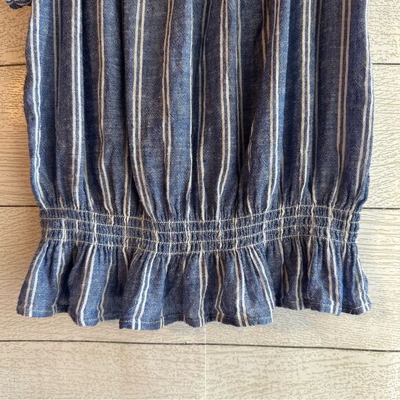 Rails Linen Lita Of The Shoulder Smocked Stripe Top XS - Picture 2 of 7